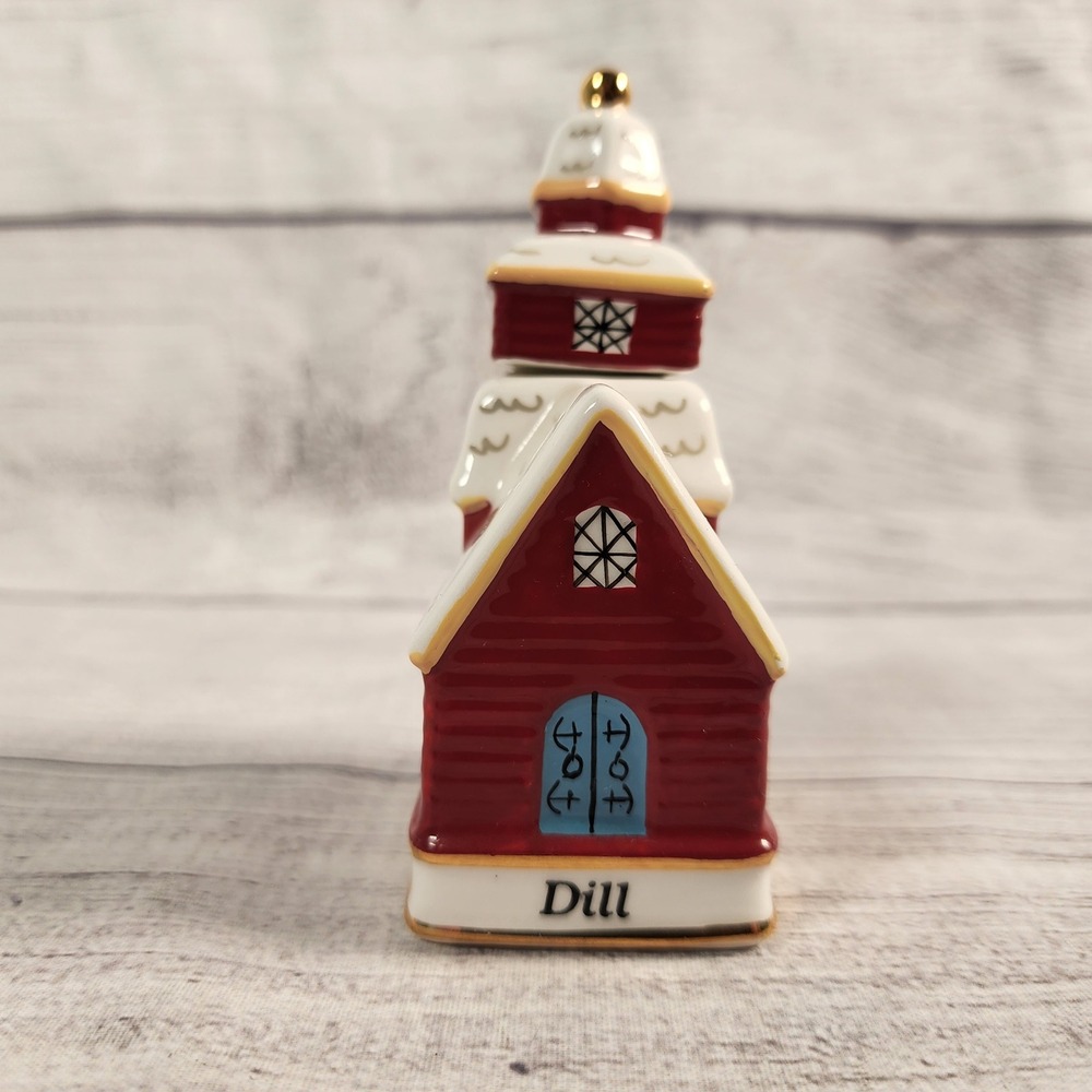 Danbury Mint Denmark Danish Church Dill Spice Jar Spices of the World 1990 Red